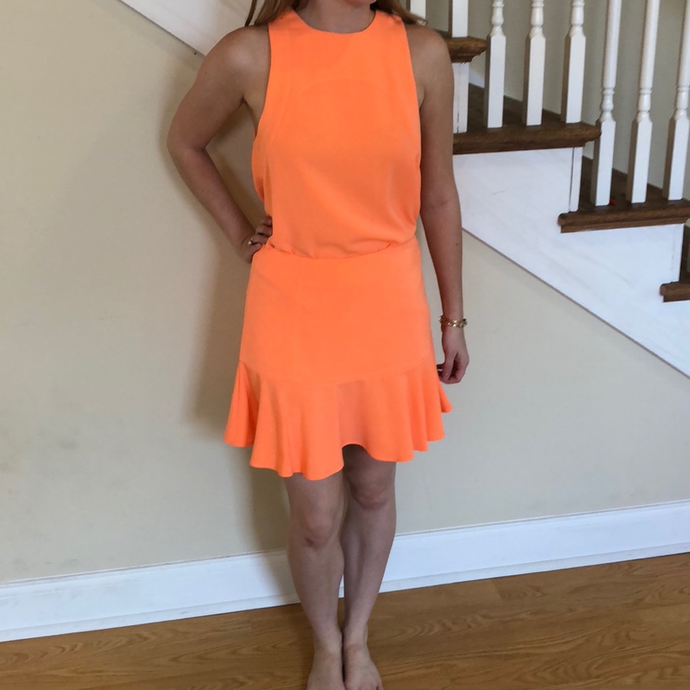 Two piece orange matching tank and skirt